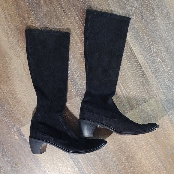 Black Heeled Ankle Boots with Chelsea Design - Picture 3 of 5